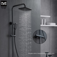 China Faucet Factory Bathroom Thermostatic Shower Mixer Black Shower Set